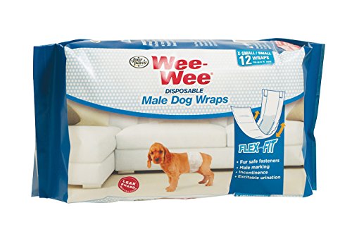 0786714520736 - WEE-WEE PRODUCTS DISPOSABLE MALE DOG WRAPS (12 PACK), X-SMALL/SMALL