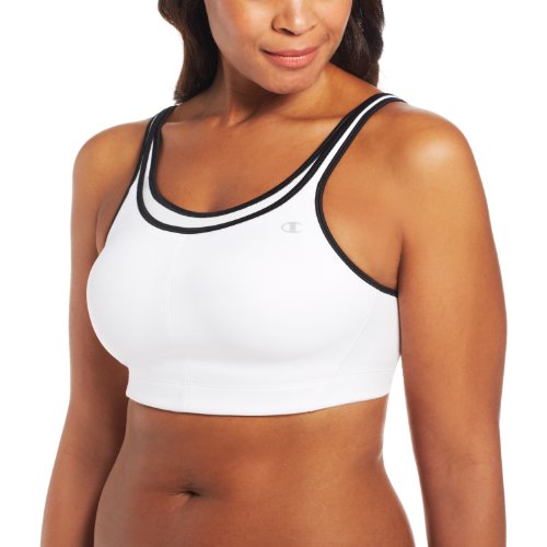 0078715058777 - CHAMPION WOMEN'S ALL-OUT WIREFREE FULL FIGURE SUPPORT SPORTS BRA, WHITE/BLACK, 40DD