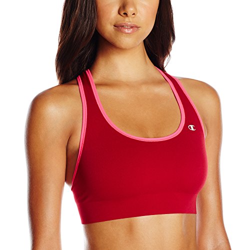 0078715568566 - CHAMPION WOMEN'S ABSOLUTE SPORTS BRA WITH SMOOTHTEC BAND, ARMATURE RED/PINK BLOOM, MEDIUM