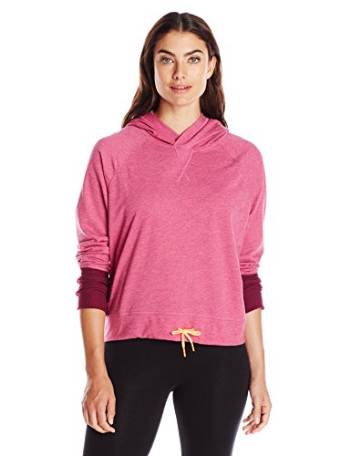 0078715598525 - CHAMPION WOMEN'S AUTHENTIC LIGHT WEIGHT HOODIE, FRESH BERRY SD HEATHER/ROCOCO RED, LARGE