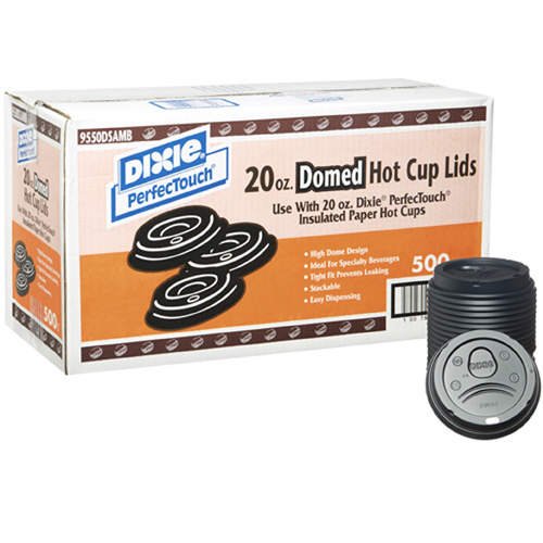 0078731884534 - DIXIE PERFEC TOUCH DOMED HOT CUP LID FOR 20 OUNCE, BLACK, 500 COUNT
