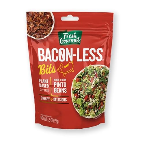 0787359178122 - FRESH GOURMET VEGAN BACON-LESS BITS - 3.5 OZ PLANT-BASED TOPPING FOR SALADS, POTATOES, SOUPS, AND MORE | SOY-FREE, KOSHER, AND SMOKY FLAVOR | ZIP LOCK POUCH