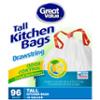 0078742050164 - GREAT VALUE DRAWSTRING ODOR CONTROL LEMON SCENT TALL KITCHEN TRASH BAGS, 13 GAL, 96 COUNT