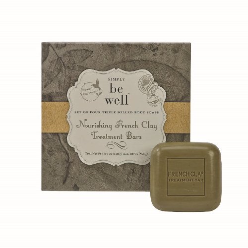 0787461141502 - SIMPLY BE WELL ORGANICS (PLANT BASED) SET OF FOUR FRENCH CLAY TREATMENT BAR SOAP SET