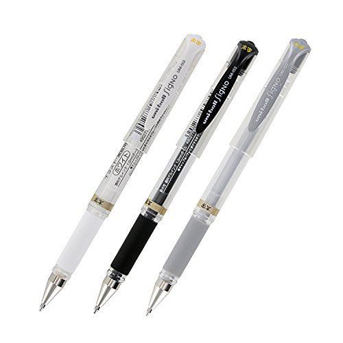 0787463779628 - UNI-BALL SIGNO UM-153 GEL INK ROLLERBALL PEN, 1.0MM, BROAD POINT, WHITE, BLACK AND SILVER SET OF 3 BY UNI-BALL