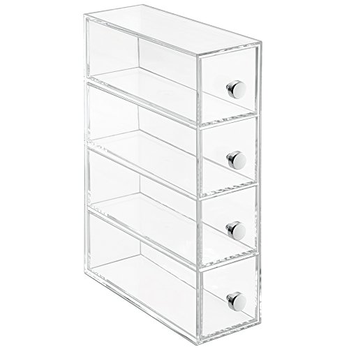 0787543884518 - INTERDESIGN CLARITY COSMETIC ORGANIZER FOR VANITY CABINET TO HOLD MAKEUP, BEAUTY PRODUCTS - 4 DRAWERS, CLEAR