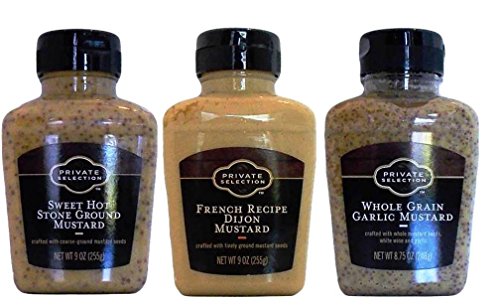 0787637474342 - PRIVATE SELECTION MUSTARD 3 FLAVOR VARIETY BUNDLE: WHOLE GRAIN GARLIC MUSTARD, FRENCH RECIPE DIJON MUSTARD, AND SWEET HOT STONE GROUND MUSTARD, 8.75-9 OZ. EA. (3 TOTAL)