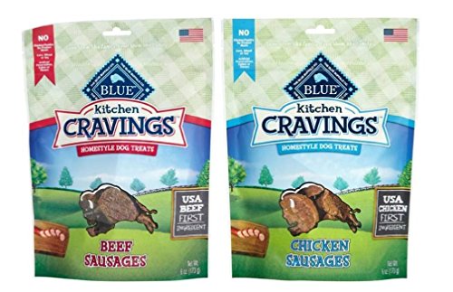 0787637475752 - BLUE BUFFALO KITCHEN CRAVINGS HOMESTYLE TREATS FOR DOGS 2 FLAVOR VARIETY BUNDLE: BLUE CHICKEN SAUSAGES KITCHEN CRAVINGS HOMESTYLE DOG TREATS, AND BLUE BEEF SAUSAGES KITCHEN CRAVINGS HOMESTYLE DOG TREATS, 6 OZ. EA. (2 BAGS TOTAL)