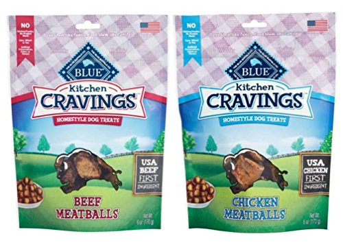 0787637475776 - BLUE BUFFALO KITCHEN CRAVINGS HOMESTYLE TREATS FOR DOGS 2 FLAVOR VARIETY BUNDLE: BLUE BEEF MEATBALLS KITCHEN CRAVINGS HOMESTYLE DOG TREATS, AND BLUE CHICKEN MEATBALLS KITCHEN CRAVINGS HOMESTYLE DOG TREATS, 6 OZ. EA. (2 BAGS TOTAL)