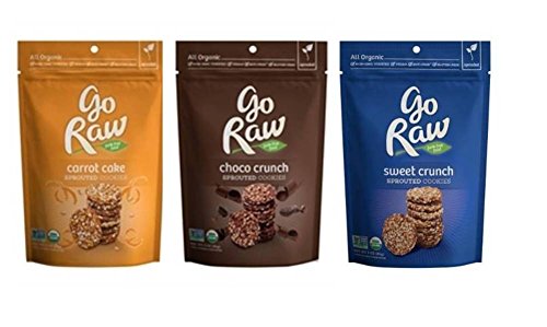0787637477541 - GO RAW ORGANIC GLUTEN-FREE SPROUTED COOKIES 3 FLAVOR VARIETY BUNDLE: GO RAW CARROT CAKE COOKIES, GO RAW SWEET CRUNCH COOKIES, AND GO RAW CHOCO CRUNCH COOKIES, 3 OZ. EA. (3 BAGS TOTAL)