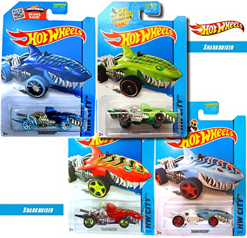 0787637870472 - SHARKRUISER SET OF HOT WHEELS STREET BEASTS 4 CAR VARIANT SET IN PROTECTIVE CASES