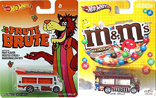 0787637872506 - SMOKIN' GRILL M&M CANDY & FRUTE BRUTE CEREAL MONSTER POP CULTURE SWEET CAR RIDES - HOT WHEELS IN PROTECTIVE CASES