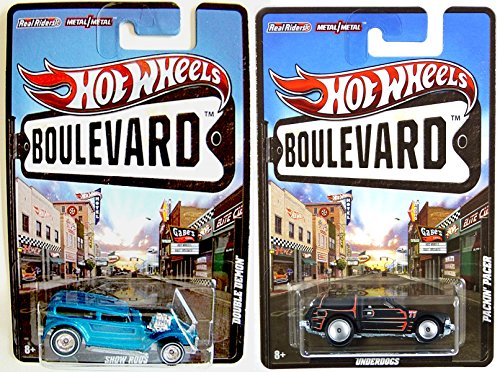 0787637872520 - PACER & DEMON HOT WHEELS BOULEVARD 2 CAR SET - DOUBLE DEMON SHOW ROD & AMC PACKIN' PACER UNDERDOGS CARS REAL RIDER TIRES IN PROTECTIVE CASES