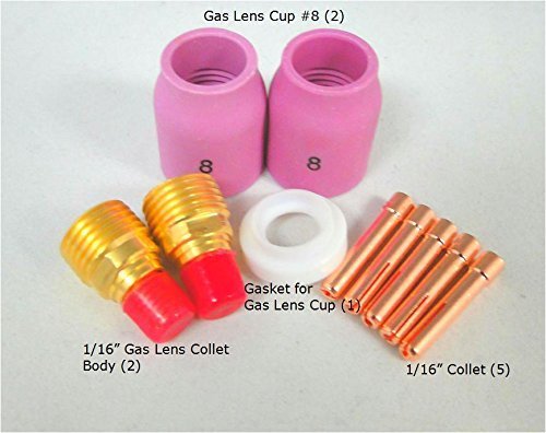 0787721039952 - GAS LENS ACCESSORY KIT (1/16) CUP-COLLET-GAS LENS-GASKET TIG WELDING TORCH 9/20/25 TAK39 BY WELDINGCITY