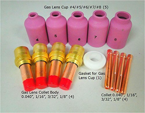 0787721098713 - ACCESSORY KIT CUP-COLLET-GAS LENS-GASKET 040-1/16-3/32-1/8 FOR TIG WELDING TORCH 17, 18 & 26 TAK6 BY WELDINGCITY