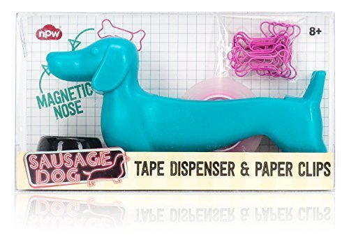 0787732484567 - SAUSAGE DOG TAPE DISPENSER WITH PAPER CLIP BONES BY NPW-USA, INC.
