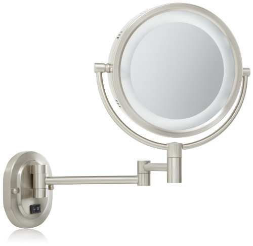 0787734040266 - JERDON HL65ND 8-INCH LIGHTED WALL MOUNT DIRECT WIRE MIRROR WITH 5X MAGNIFICATION, MATTE NICKEL FINISH