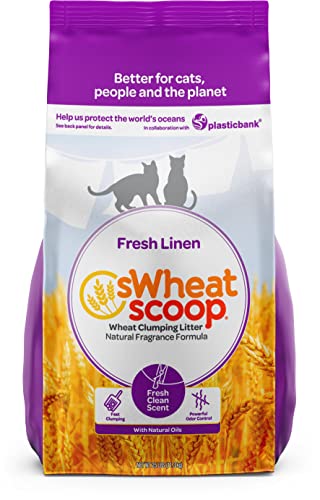0787748606892 - SWHEAT SCOOP FRESH LINEN CLUMPING CAT LITTER, WHEAT-BASED & NATURAL, 25-POUND BAG