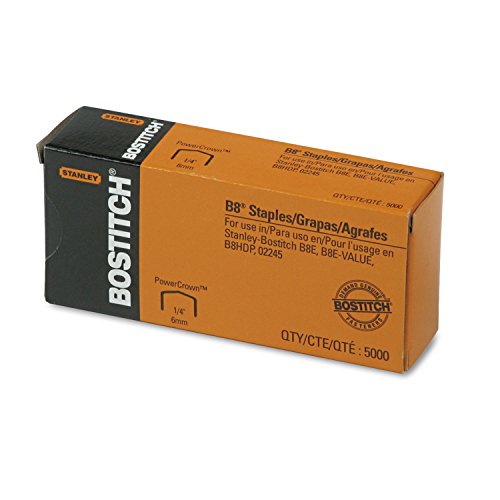 0787766224368 - BOSTITCH B8 POWERCROWN 0.25 INCH STAPLES, PACK OF 5,000 STAPLES (STCRP21151/4)