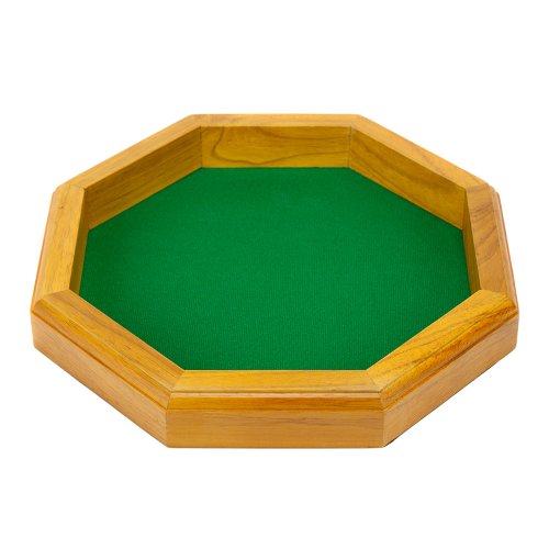 0787766526554 - 12-INCH FELT-LINED WOODEN DICE TRAYS BY WIZ DICE (OCTAGON)
