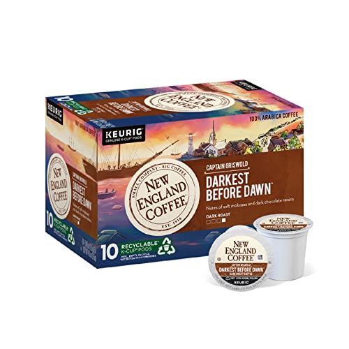 0787780601602 - NEW ENGLAND COFFEE DARKEST BEFORE DAWN – RICH AND BOLD FLAVORED DARK ROAST SINGLE SERVE K-CUP COFFEE PODS 10 CT. BOX (1 PACK)