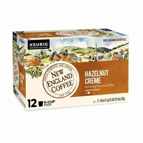 0787780770544 - NEW ENGLAND COFFEE HAZELNUT CREME MEDIUM ROAST 12 SINGLE SERVE CUPS