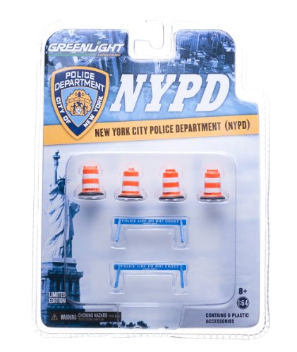 0787793224317 - GREENLIGHT NYPD ROAD ACCESSORY PACK SERIES 1 CAR (4X NYC DOT TRAFFIC BARRELS, 2X POLICE LINE DO NOT CROSS BARRIERS) (1:64 SCALE)