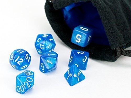 0787793810091 - BLUE FROST 7 PIECE POLYHEDRAL DICE SET | PRISTINE EDITION | FREE CARRYING BAG | HAND CHECKED QUALITY WITH | MONEY BACK GUARANTEE BY EASY ROLLER DICE CO.