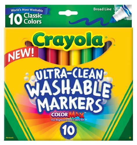 0787793943218 - CRAYOLA 10 CT ULTRACLEAN BROAD LINE WASHABLE MARKERS, COLOR MAX