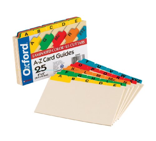 0078787046351 - OXFORD(R) MANILA CARD GUIDES WITH LAMINATE TABS, ALPHABETICAL A-Z, 4IN. X 6IN.,