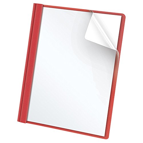 0078787558113 - CLEAR FRONT REPORT COVER WITH RED LEATHERETTE BACK (25 PER BOX)