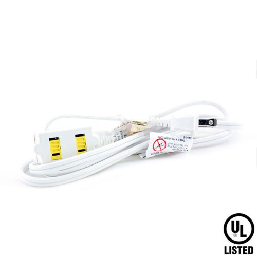 0788012349811 - WIDESKALL® 2 PRONG POLARIZED 3 OUTLETS UL LISTED INDOOR EXTENSION CORD (WHITE) (20 FEET)