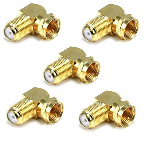 0788012349897 - WIDESKALL 5 PIECES GOLD PLATED 90 DEGREE RIGHT ANGLE F-TYPE COAXIAL CONNECTO...