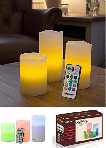 0788128662064 - TOP RACE® LED COLOR CHANGING REAL WAX CANDLES, FLAMELESS WEATHERPROOF CANDLE LI