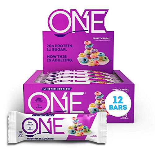 0788434103787 - ONE 1 PROTEIN BARS, FRUITY CEREAL, GLUTEN-FREE PROTEIN BAR WITH 20G PROTEIN AND ONLY 1G SUGAR, SNACKING FOR HIGH PROTEIN DIETS, 2.12 OUNCE (12 PACK)