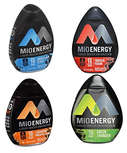 0788454620639 - MIO ENERGY WATER ENHANCEMENT - VARIETY (PACK OF 4) STRAWBERRY PINEAPPLE SPARK, TROPICAL FUSION, WICKED BLUE CITRUS, AND GREEN THUNDER