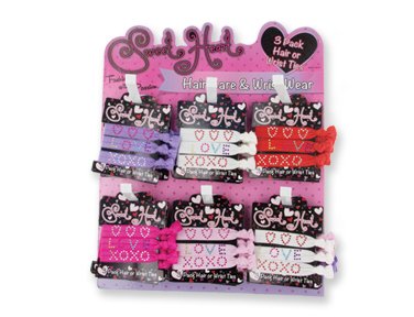 0788490283362 - VALENTINE'S SWEET HEART HAIR WRIST TIES ~ 4 (3PACKS) TIES WITH SMALL JEWELS SHAPED INTO HEARTS ~ ADORABLE VALENTINE'S DAY FAVORS ~ BFF GIFTS ~ BIRTHDAY FAVORS ~ CHRISTMAS HOLIDAY DAUGHTER NEICE BEST FRIEND (12 ASSORTED TIES)