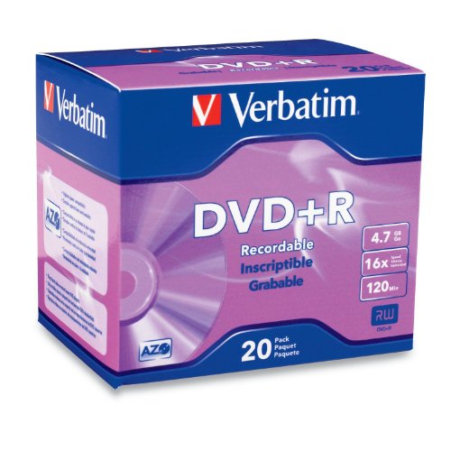7887117198317 - VERBATIM 4.7 GB UP TO 16X RECORDABLE DISC DVD+R, 20-DISC SLIM CASE 95038