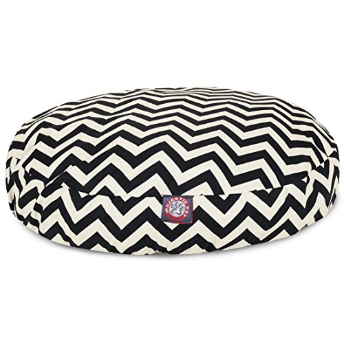 0788995506263 - BLACK CHEVRON SMALL ROUND INDOOR OUTDOOR PET DOG BED WITH REMOVABLE WASHABLE COVER BY MAJESTIC PET PRODUCTS
