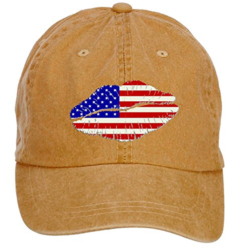 7890633141422 - RJOER CUSTOM AMERICAN FLAG LIPS WASHED COTTON BASEBALL CAP
