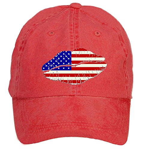 7890633141439 - RJOER CUSTOM AMERICAN FLAG LIPS WASHED COTTON BASEBALL CAP