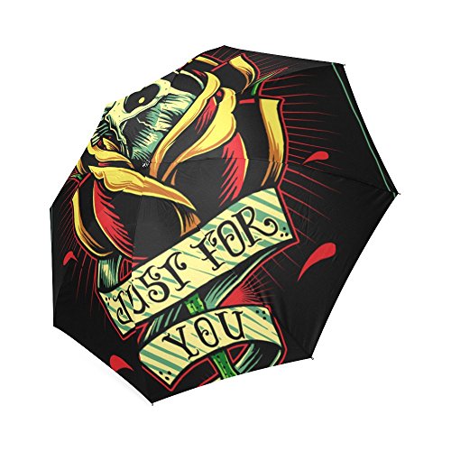 7890633171856 - UNEER SKULL AND ROSE JUST FOR YOU FOLDABLE UMBRELLA
