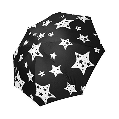 7890633194947 - UNEER BLACK AND WHITE STAR PATTERN FOLDABLE UMBRELLA