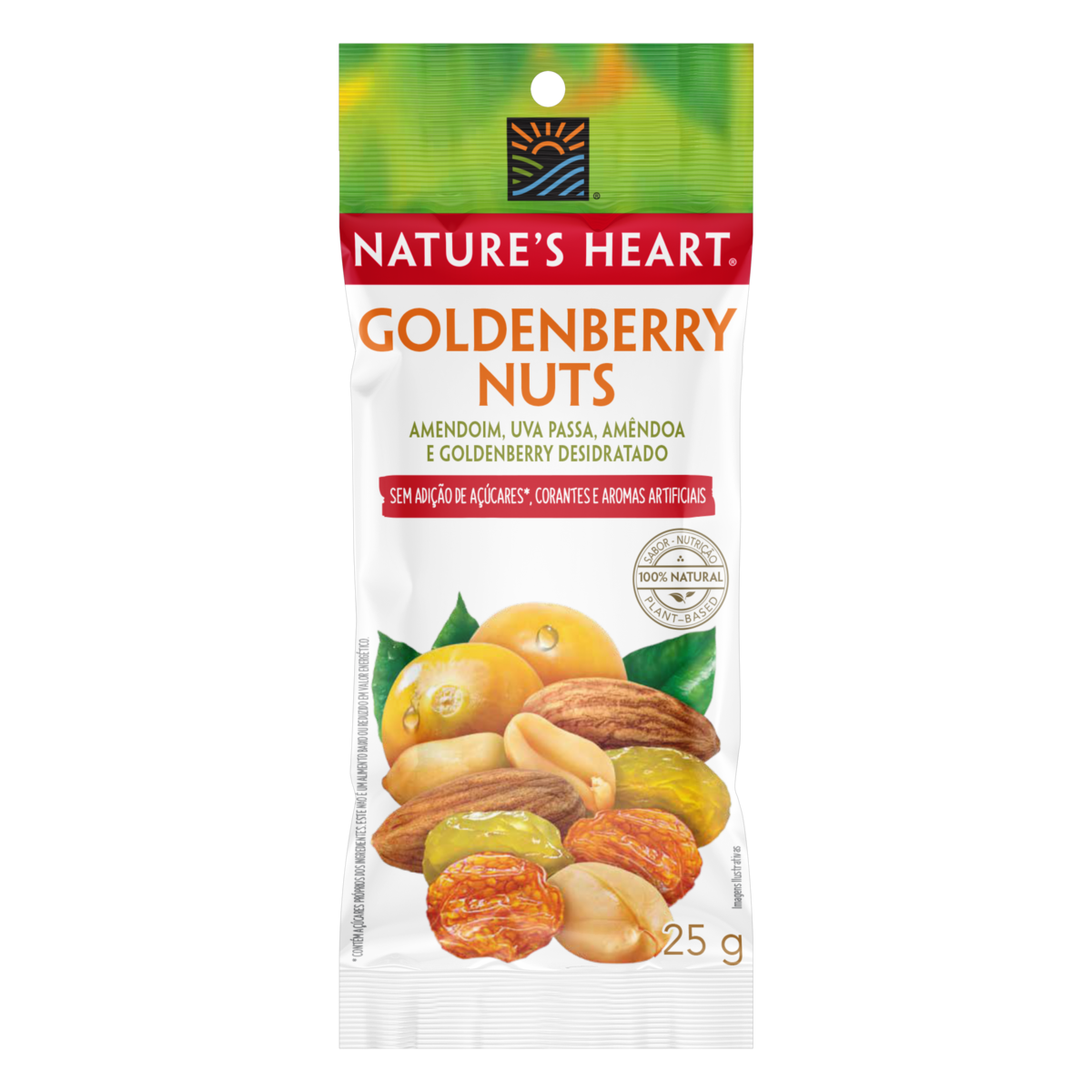 7891000289150 - MIX DE FRUTAS E SEMENTES GOLDENBERRY NUTS NATURES HEART PACOTE 25G