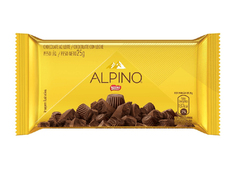 7891000313015 - CHOCOLATE AO LEITE ALPINO PACOTE 25G