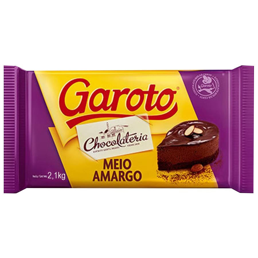 7891008044898 - CHOCOLATE MEIO AMARGO GAROTO CHOCOLATERIA PACOTE 2,1KG