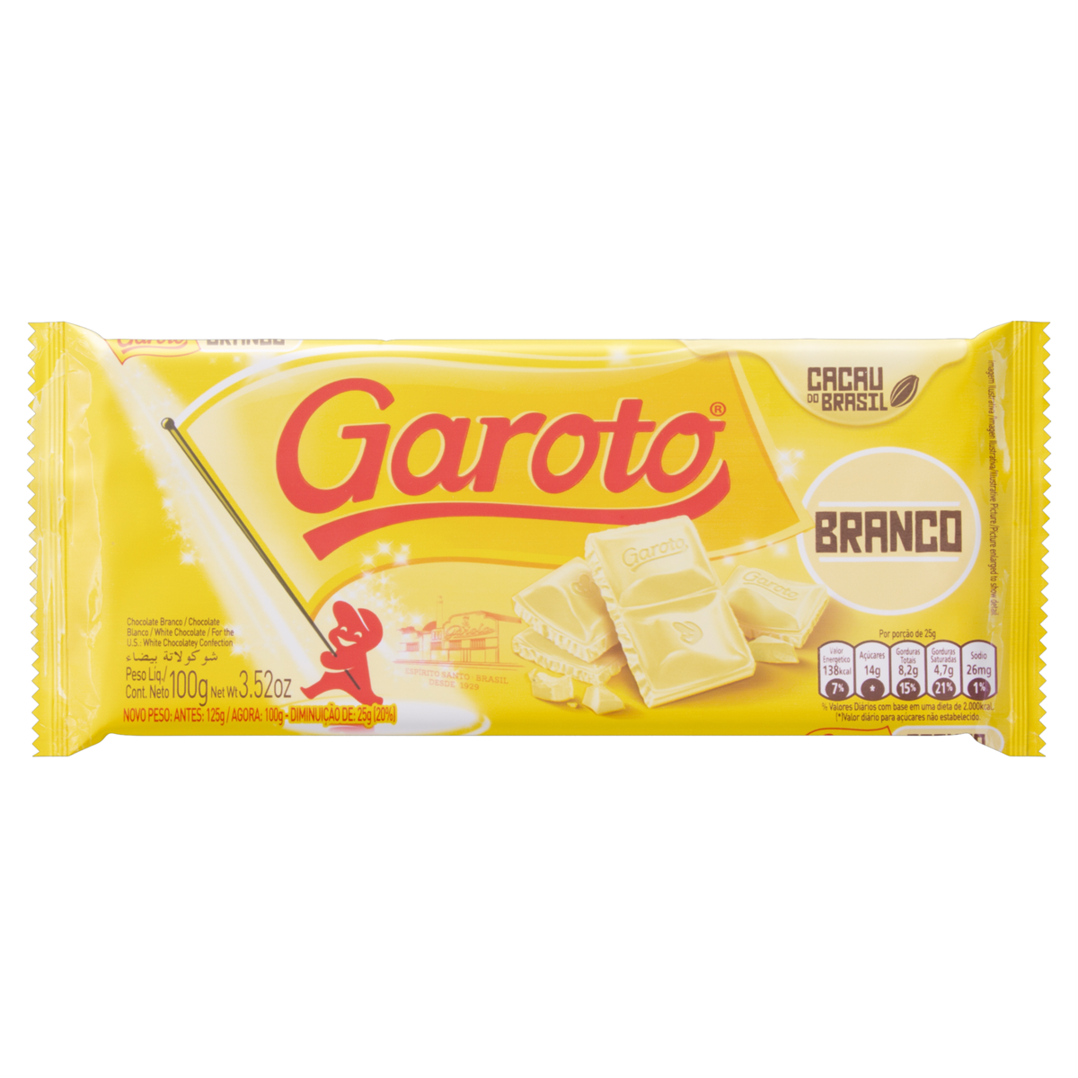 7891008108194 - CHOCOLATE BRANCO GAROTO PACOTE 100G