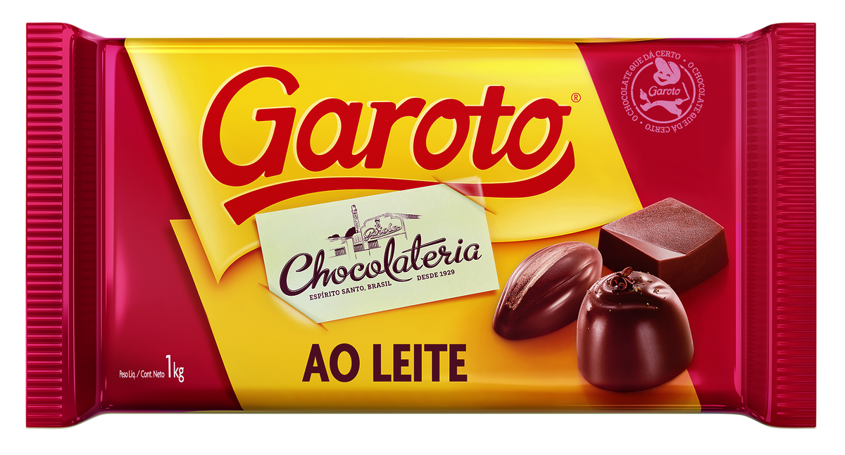 7891008312003 - CHOCOLATE AO LEITE GAROTO CHOCOLATERIA PACOTE 1KG