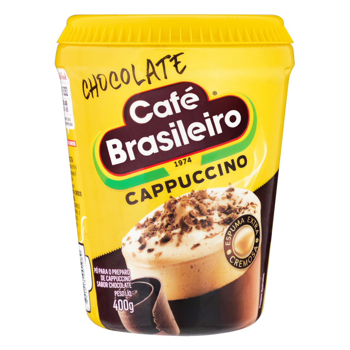 7891018001089 - CAPPUCCINO SOLÚVEL CHOCOLATE CAFÉ BRASILEIRO POTE 400G