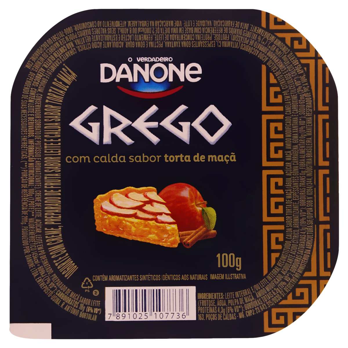 7891025107736 - IOGURTE GREGO CALDA TORTA DE MAÇÃ DANONE POTE 100G